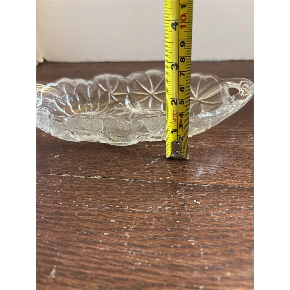 Indiana Glass Clear Lily‎ Pons Pickle Relish Dish Handled Oval Bowl